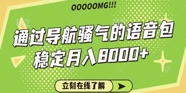 骚气的导航语音包，自用的同时还可以作为项目操作，月入8000+