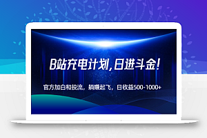 B站充电计划,官方加白和投流,躺赚起飞,日收益500-1000+!
