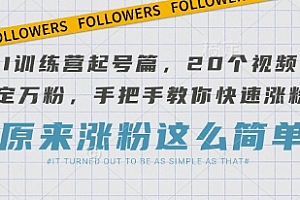 AI训练营起号篇,20个视频搞定万粉,手把手教你快速涨粉