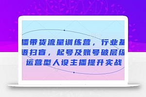直播带货流量训练营,行业基础术语扫盲,起号及账号破层级,运营型人设主播提升实战