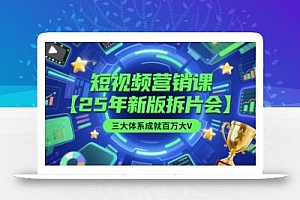 短视频营销课【25年新版拆片会】三大体系成就百万大V,包含正课、拆片会、手把手教学直播课等