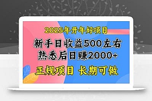 2025开年好项目,单号日收益2000左右