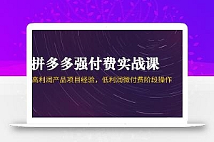 拼多多强付费实战课-44期,高利润产品项目经验,低利润微付费阶段操作
