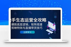 快手生态运营全攻略:爆款底层逻辑,矩阵搭建,剪映特效与直播带货技巧