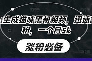 即梦AI生成猫咪黑帮视频,迅速起号涨粉,一个月5k