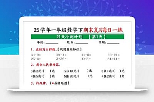 25学年一下数学期末复习每日一练21天冲刺计划(21页)