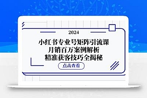 小红书专业号矩阵引流课,月销百万案例解析,精准获客技巧全揭秘