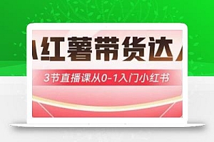 小红薯达人带货启航计划,3节直播课从0-1入门小红书