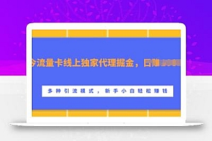 流量卡线上独家代理掘金,日入1k+ ,多种引流模式,新手小白轻松上手【揭秘】