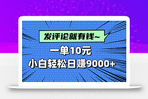 评论就有收益,一单10元,小白也能轻松日赚9000+