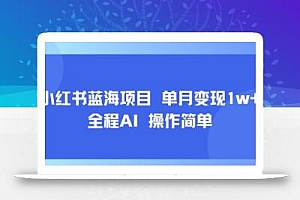 小红书蓝海项目 单月变现1w+ 全程AI 操作简单