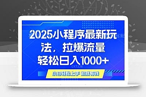 2025年小程序最新玩法,流量直接拉爆,单日稳定变现1000+