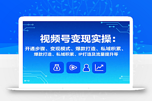 视频号变现实操,含开通步骤、变现模式、爆款打造、私域积累、IP打造及流量提升等