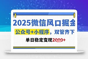 2025微信风口掘金,公众号+小程序双管齐下,单日稳定变现1k+【揭秘】