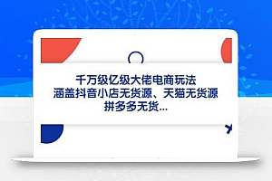千万级亿级大佬电商玩法:涵盖抖音小店无货源、天猫无货源、拼多多无货…