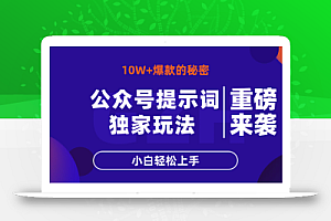 公众号提示词玩法,10W+爆文最简单快速的方法,小白轻松上手
