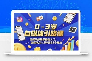 0-3岁自媒体引路课,自媒体挣钱零基础入门,自媒体月入2W的23个秘法