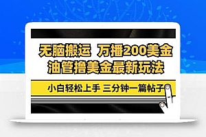 油管无脑搬运撸美金玩法教学,万播200刀,三分钟一篇帖子,小白轻松上手