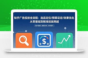 知乎广告投放全流程:选品定位/预算设定/效果优化 从零基础到精准投放跨越