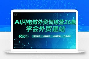 AI闪电做外贸训练营26期,学会外贸建站-开发客户-内容营销-订单成交