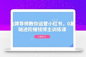 金牌导师教你运营小红书,0基础进阶赚钱博主训练课