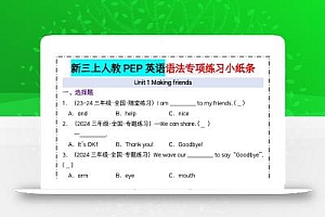 新三上人教PEP英语语法专项练习小纸条(含答案28页)
