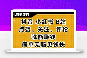 小而美的项目,抖音小红书B站视频点赞、关注、评论就能挣钱,简单无脑立见收益,妥妥的零撸项目【揭秘】