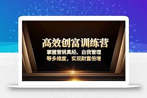 高效创富训练营:掌握营销真经、自我管理等多维度,实现财富倍增