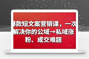 爆款短文案营销课,一次解决你的公域→私域涨粉、成交难题