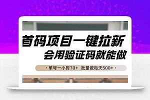 首码项目一键拉新,会用验证码就能做 单号一小时70+,批量做每天5张【揭秘】