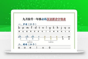 幼小衔接!语文九月份升一年级必练汉语拼音-声母