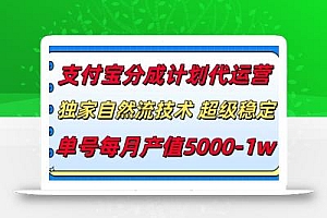 支付宝分成计划代运营,独家自然流技术,收益稳定,单号月产5000+