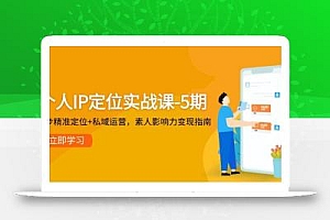 个人IP定位实战课-5期,3步精准定位+私域运营,素人影响力变现指南