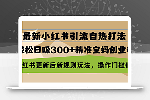 最新小红书引流自热打法,轻松日吸300+精准宝妈创业粉,小红书更新后新…