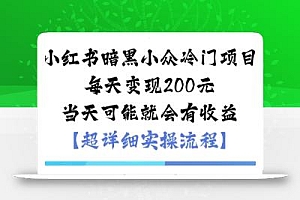 小红书暗黑小众冷门项目每天变现2张当天可能就会有收益