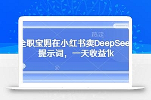 全职宝妈在小红书卖DeepSeek提示词,一天收益1k
