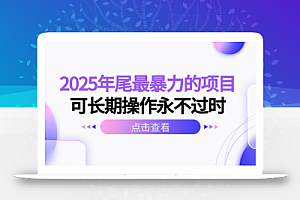 2025年尾最暴力的项目可长期操作永不过时