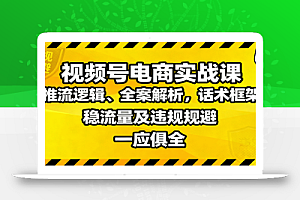 视频号电商实战课:推流逻辑、全案解析,话术框架,稳流量及违规规避等