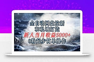 全自动网盘拉新和私域打造,0粉起步简单操作,新人入门当月收益5000以上
