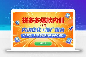 拼多多爆款内训-7月 内功优化+推广组合+自然流 30天掌握日销千单核心模型
