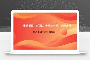 审核视频,0门槛,十几秒一单,多劳多得,新人小白一天轻松几百+