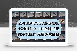 25年最新CSGO游戏挂机,1分钟1件货,1件货赚10元 纯手机操作 无需游戏经验