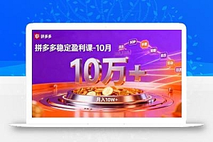 拼多多稳定盈利课-10月,强付费SOP+微付费高投产+活动矩阵,单店月入10万+