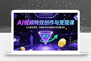 AI视频特效创作与变现课:从AI素材获取、创意制作到流量转化的完整闭环