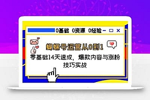 蝴蝶号运营从0到1,零基础14天速成,爆款内容与涨粉技巧实战