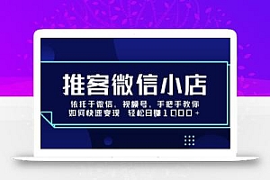推客微信小店依托于微信、视频号,手把手教你如何快速变现 轻松日入1k+【揭秘】