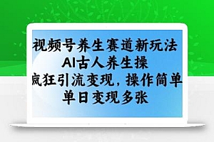 视频号养生赛道新玩法,AI古人养生操,疯狂引流变现,操作简单,单日变现多张