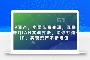 个人IP资产,小团队高变现,互联网全链路赚QIAN实战打法,助你打造个人IP,实现资产不断增值