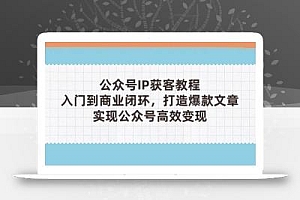 公众号IP获客教程(第3期),从入门到商业闭环,打造爆款文章,实现公众号高效变现