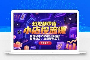 短视频带货-小店投流课,保姆级小店随心推教程,包教包会,生意即刻起飞